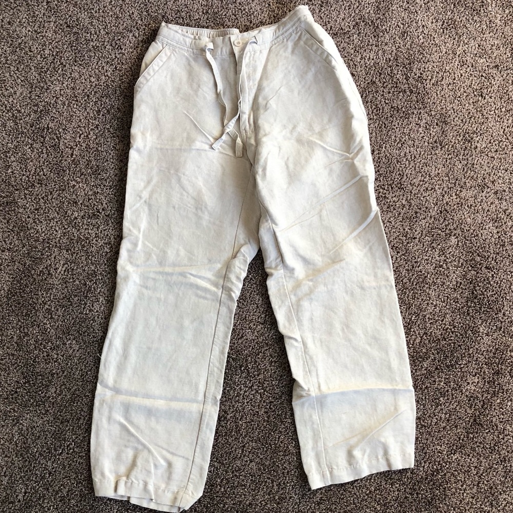 LIKE NEW Womens Linen Pants with Tie Waist